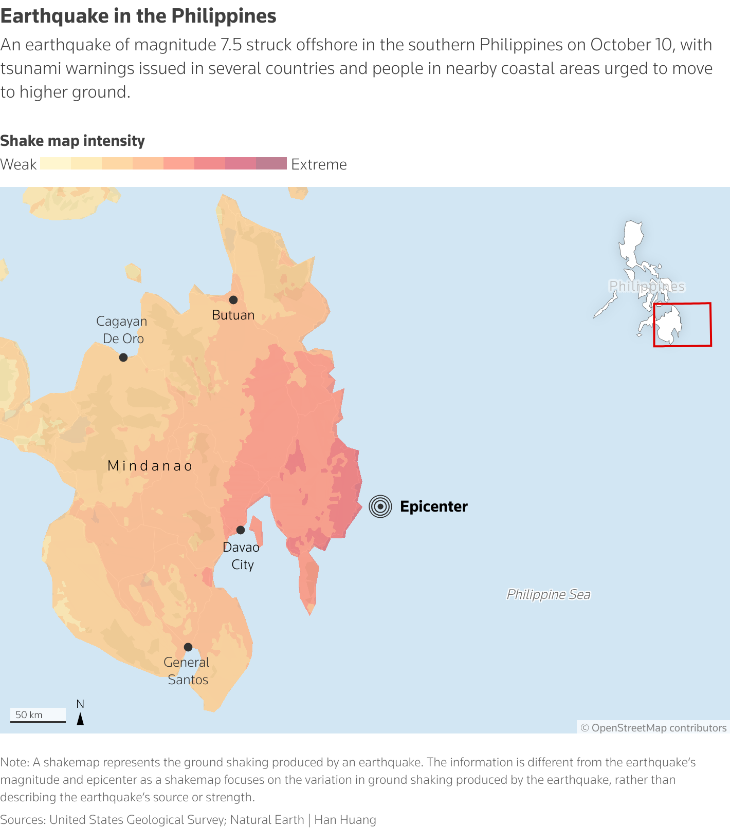Powerful M7.4 Earthquake Strikes Southern Philippines: Two Dead, Buildings Damaged, and Fears of Aftershocks Loom