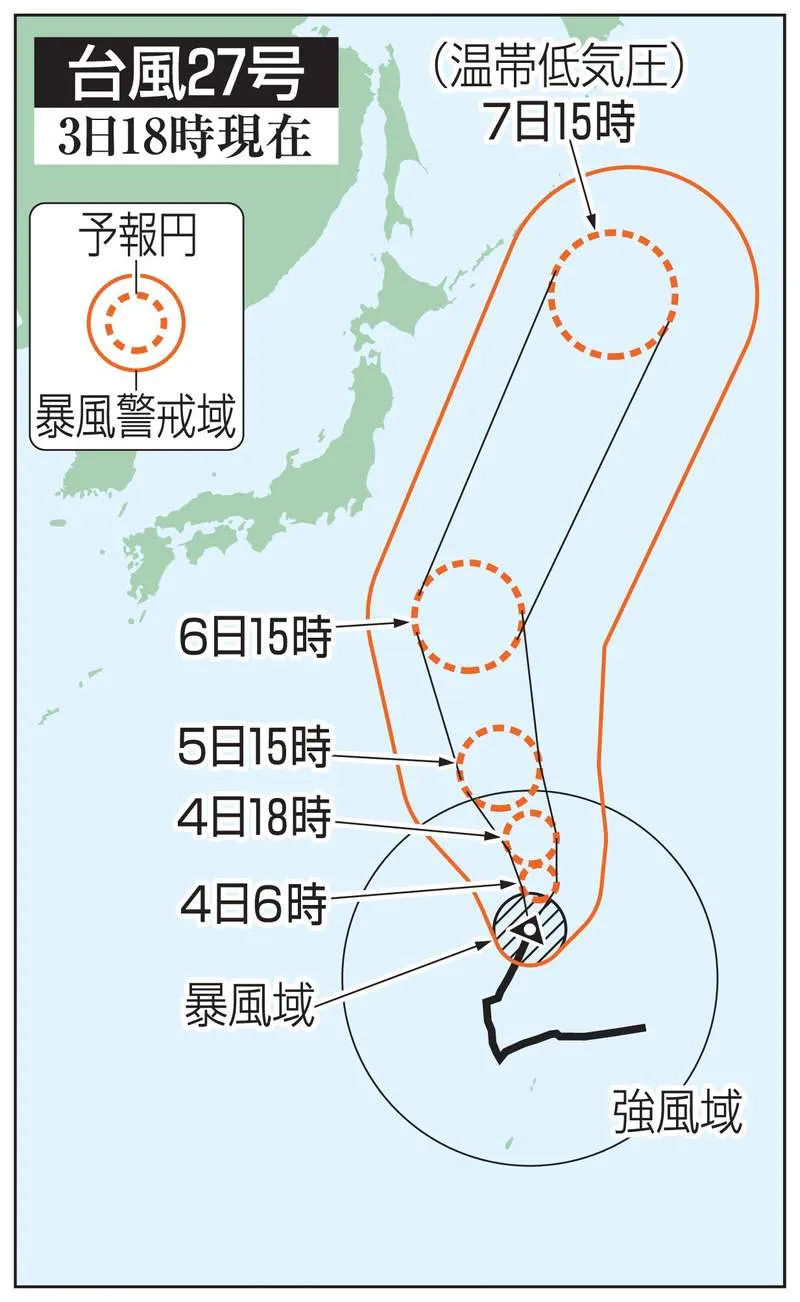 Strong Typhoon No. 27 Strengthens on Track Toward Tokyo’s Ogasawara Islands